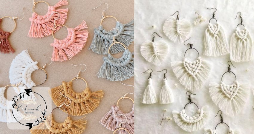 گوشواره مکرومه بافی