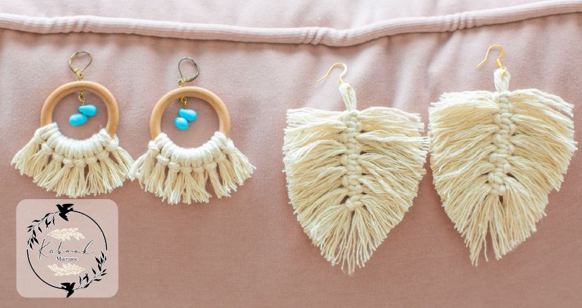 گوشواره مکرومه برگ