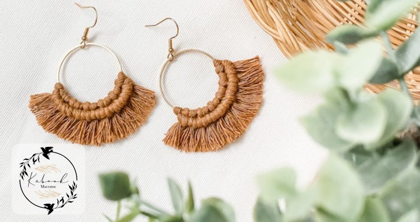 گوشواره با نخ مکرومه