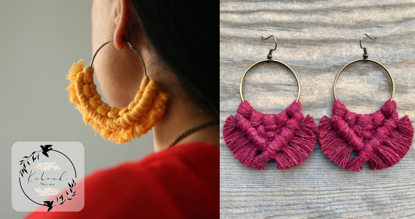 گوشواره حلقه ای مکرومه